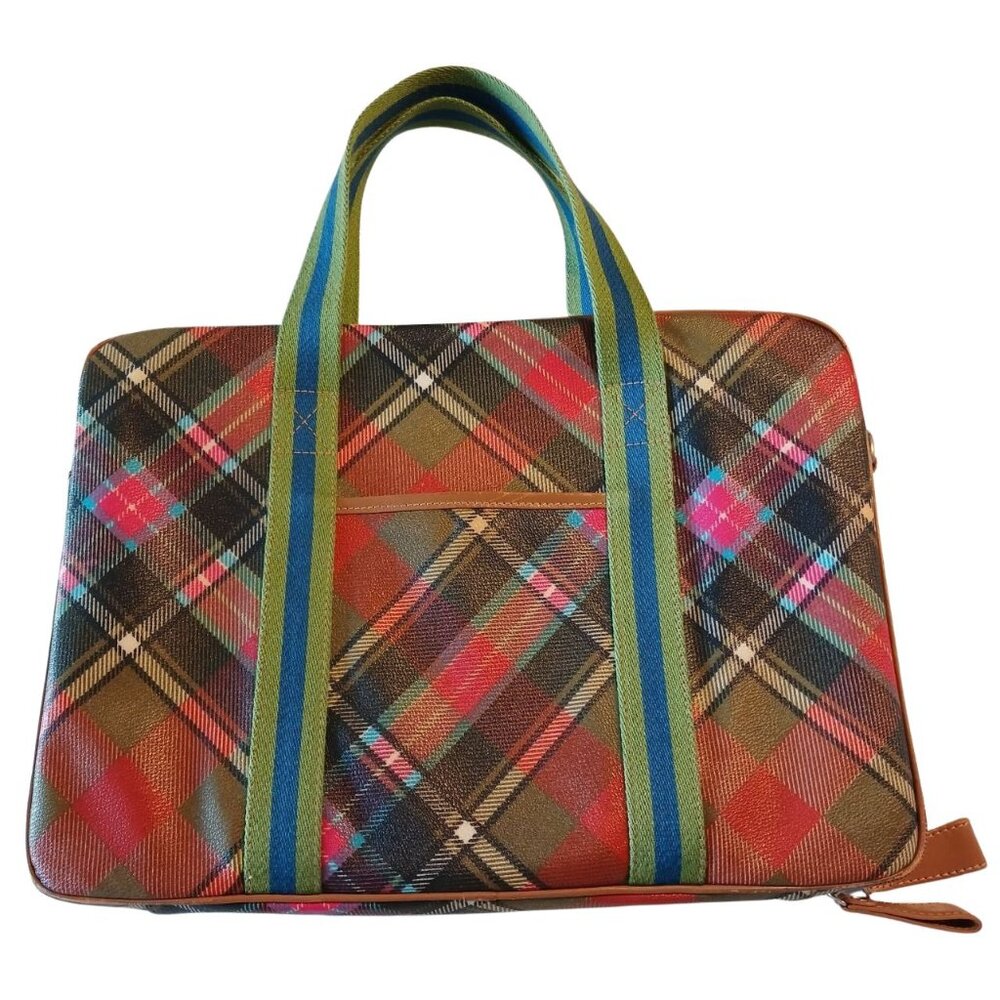 Rare Vintage VIVIENNE WESTWOOD Tartan Leather Laptop Computer Suitcase Bag Y2K